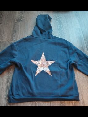 Women's Navy Hoodie with Leopard Star Accent